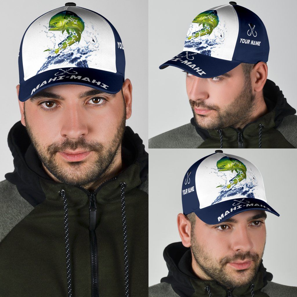 Custom Name Mahi Mahi Fishing Hook 3D Design – Classic Cap