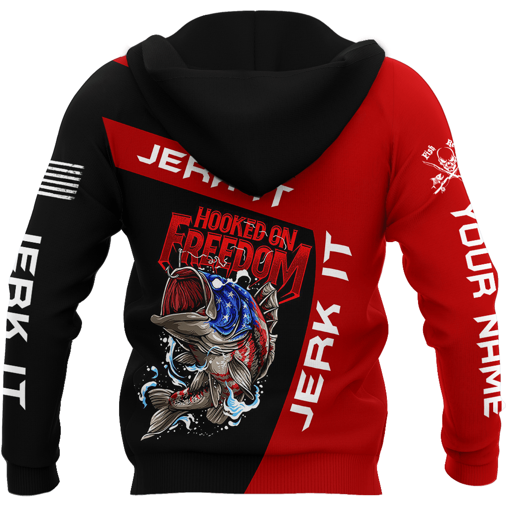 Hooked On Freedom Custom Name Fishing Graphic – 3D Hoodie