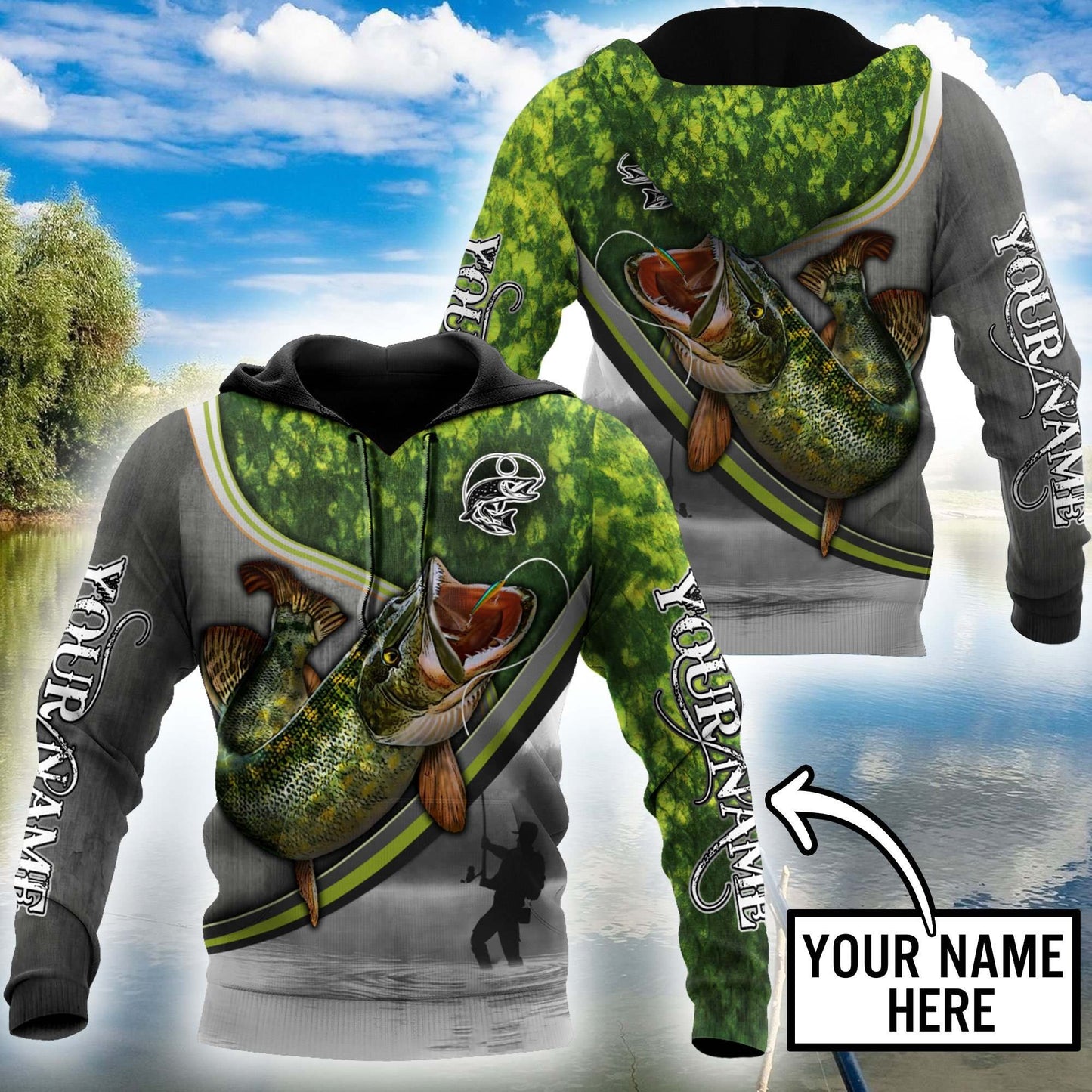 Custom Name Pike Fishing Fisherman Camo Graphic – 3D Hoodie