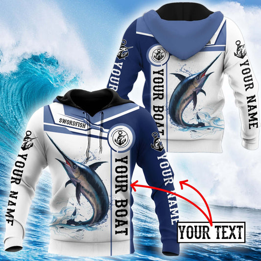 Custom Name Swordfish Catch And Release Graphic – 3D Hoodie