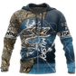 Collection Musky Fishing Hook Up Blue Camo – 3D Hoodie