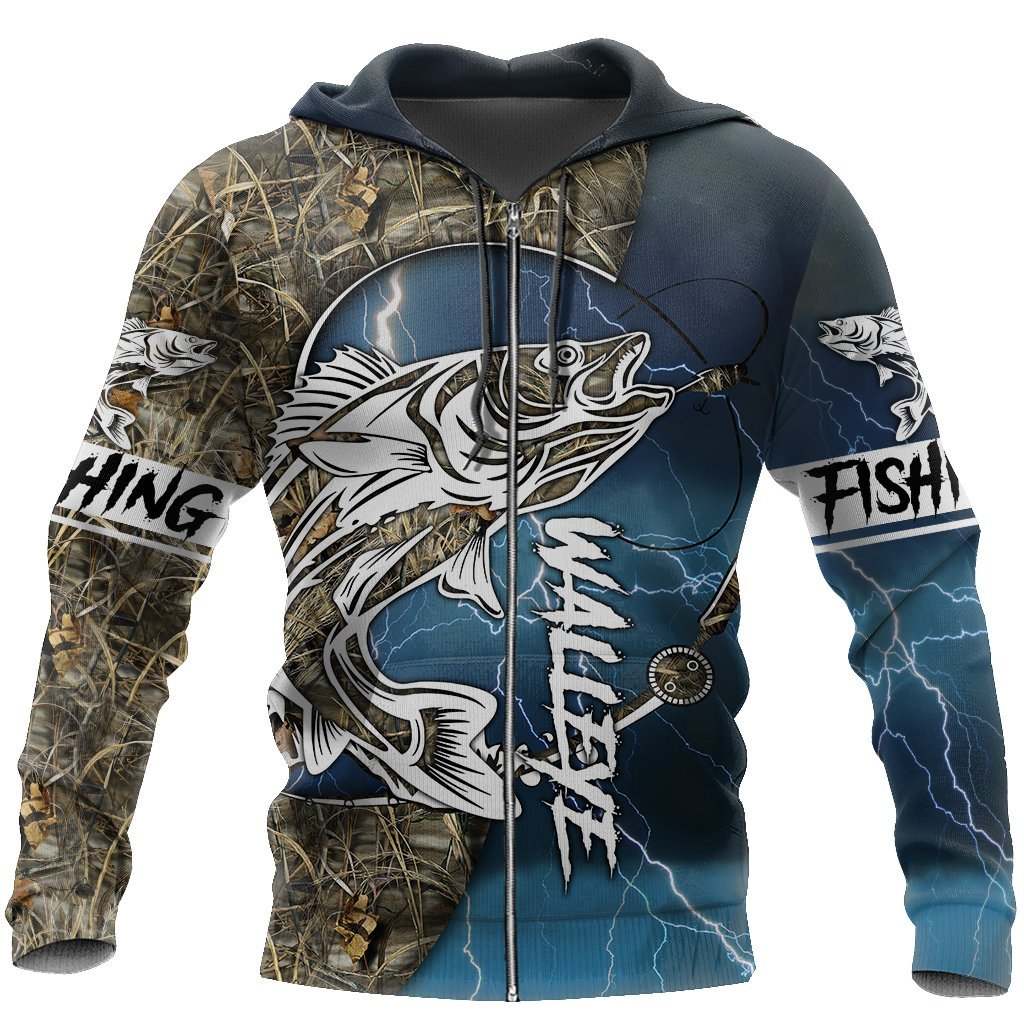 Walleye Fishing Gear Blue Graphic – 3D Hoodie