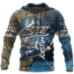 Collection Musky Fishing Hook Up Blue Camo – 3D Hoodie