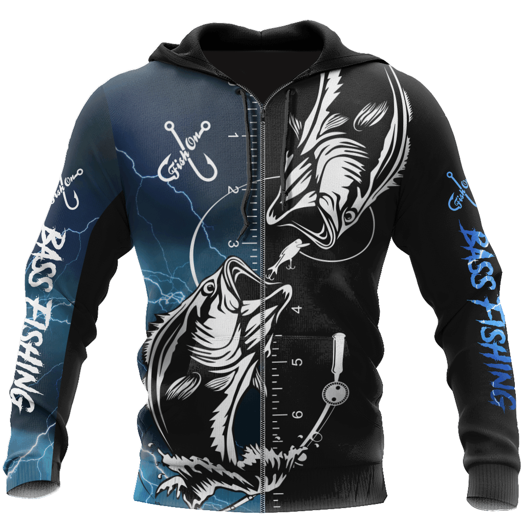 Bass Fishing Tattoo The Rule Blue Graphic – 3D Hoodie