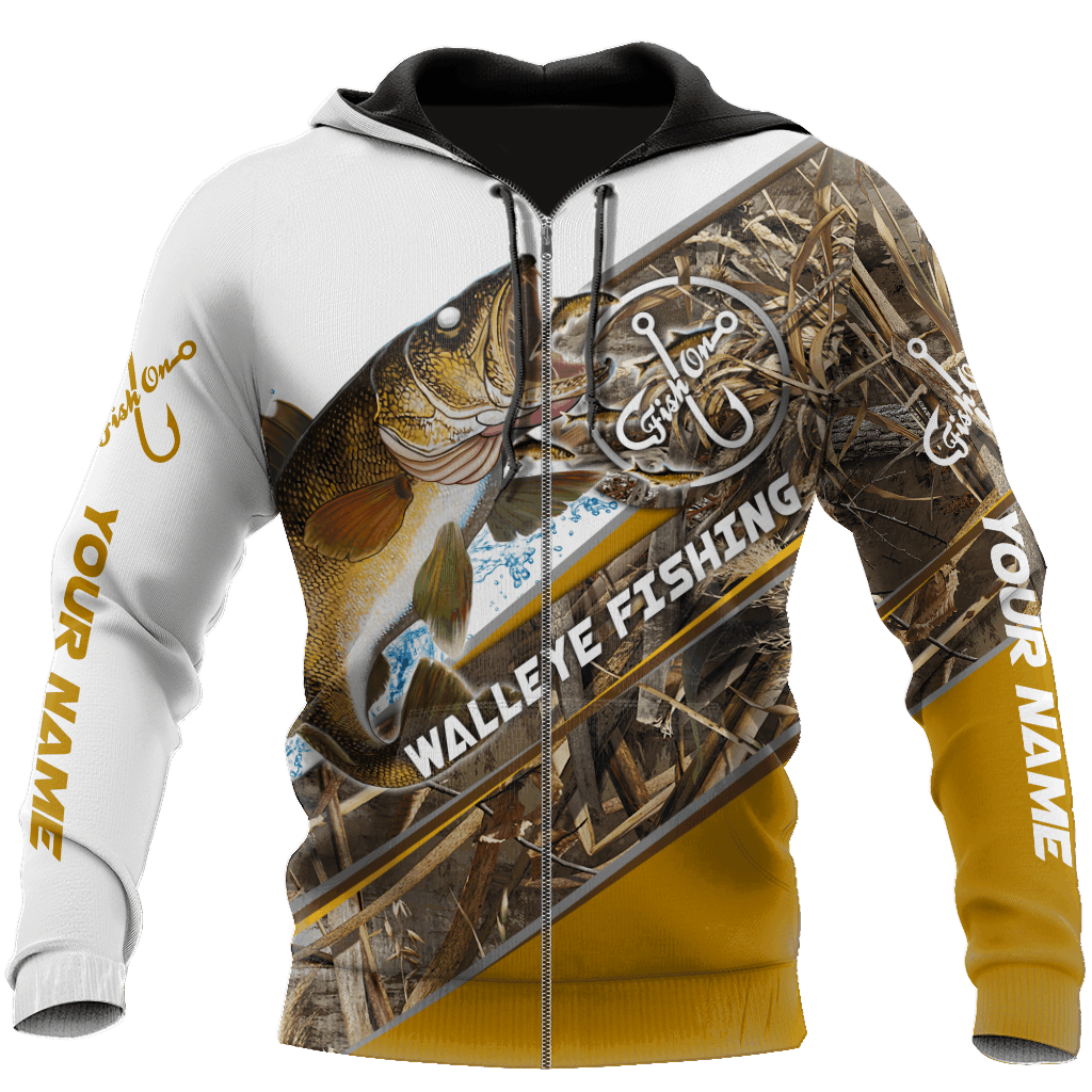Custom Name Walleye Fishing Camo Graphic – 3D Hoodie