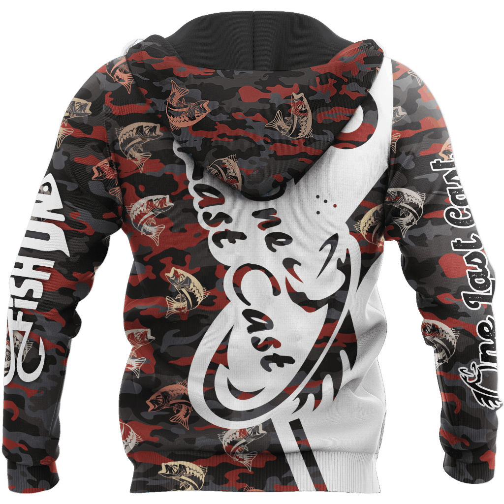 One Last Cast Red Camo Fishing Graphic – 3D Hoodie