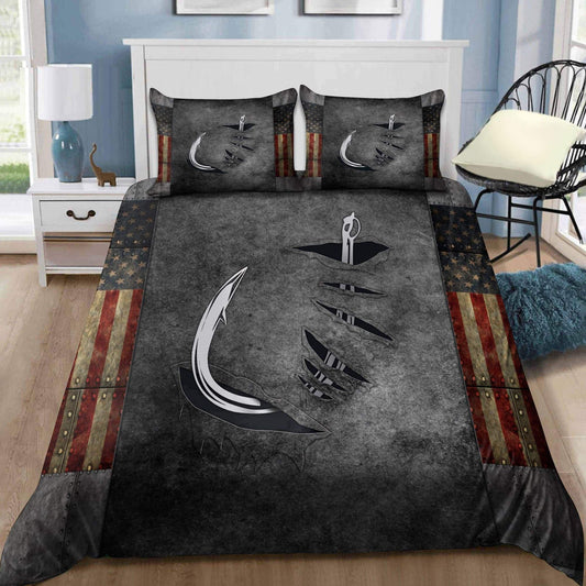 Fishing Hook Metal 3D Bedding Cover For Outdoor Lover Bedroom Decor
