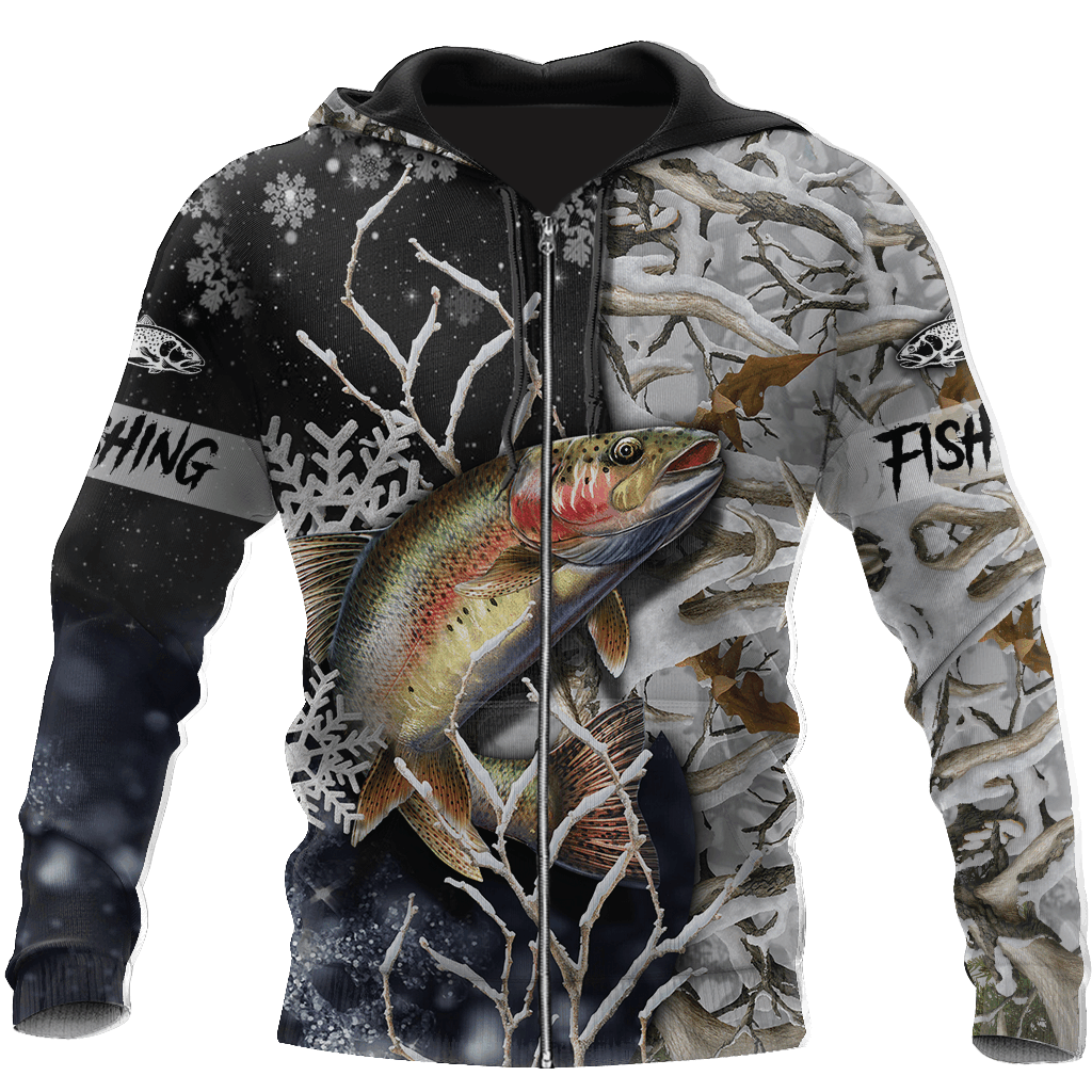Trout Salmon Ice Fishing Graphic – 3D Hoodie