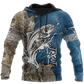 Trout Fishing Tattoo Blue Camo Graphic – 3D Hoodie