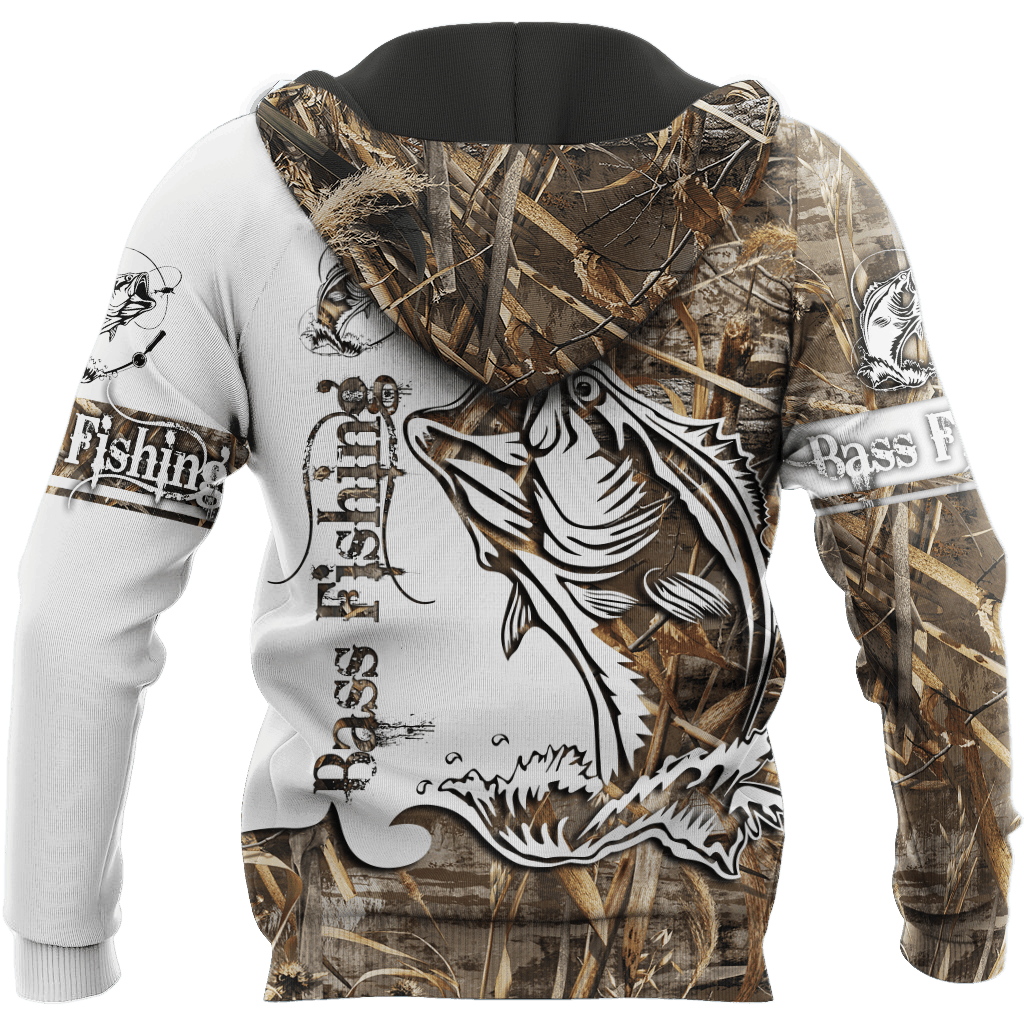 Bass Fishing Sport Muddy Water Camo Tattoo Graphic – 3D Hoodie