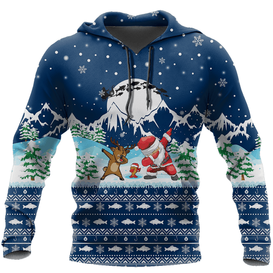 Santa Fishing Yolo Blue Edition Graphic – 3D Hoodie