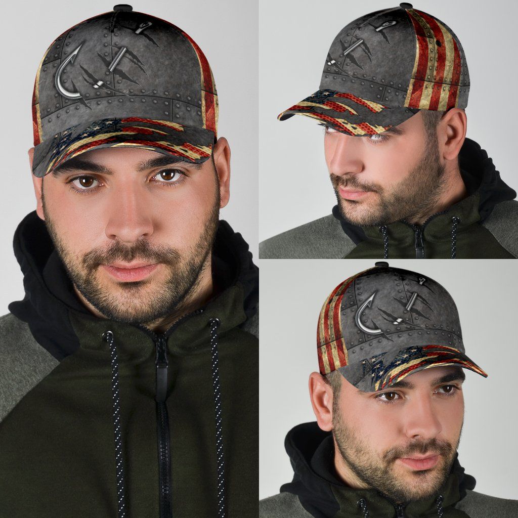United States Fishing Hook 3D Design – Classic Cap