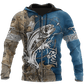Trout Fishing Tattoo Blue Camo Graphic – 3D Hoodie