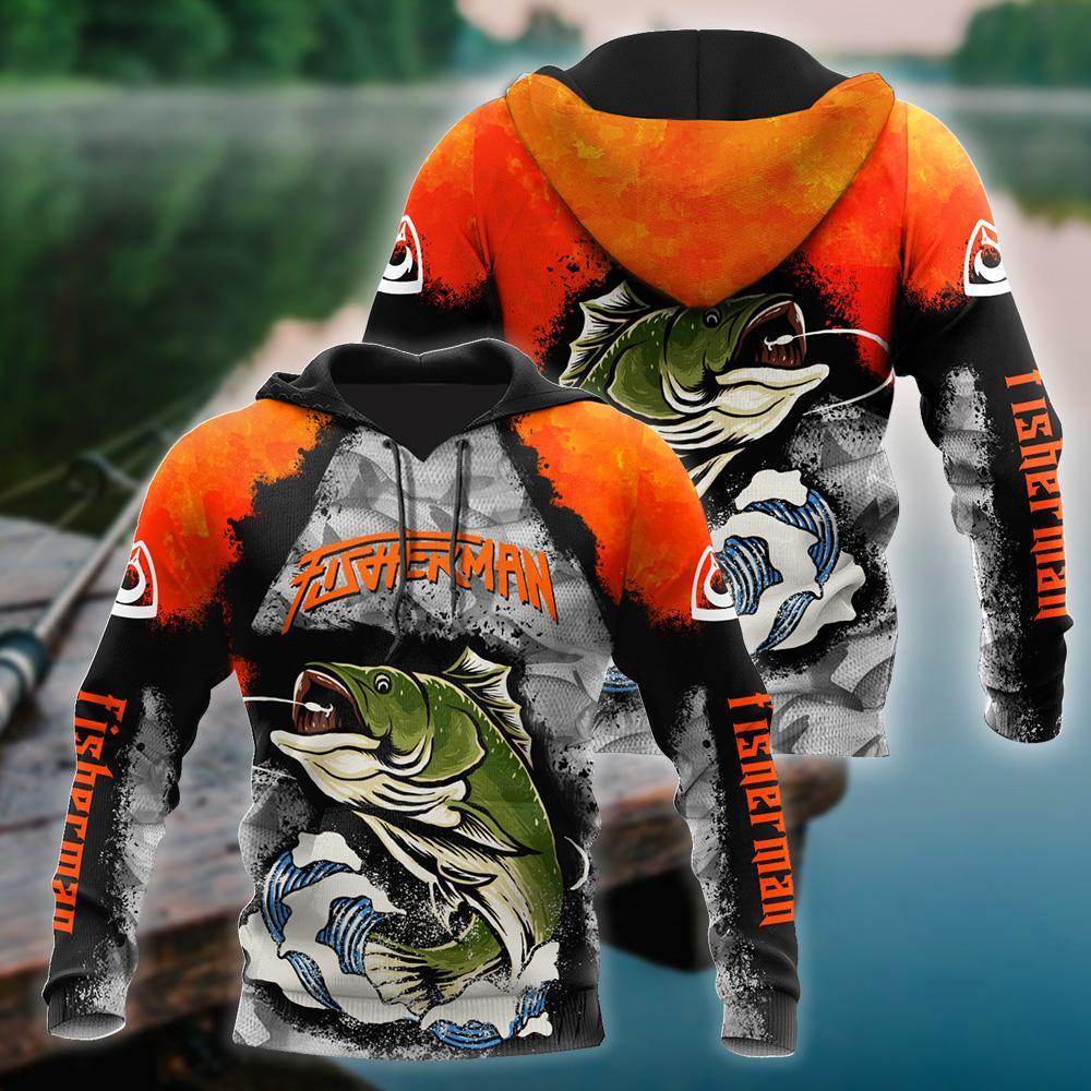 Fisherman Big Game Fishing Orange Graphic – 3D Hoodie