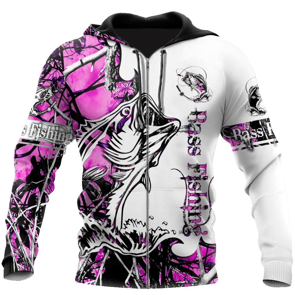 Bass Fishing Sport Country Girl Camo Tattoo Graphic – 3D Hoodie