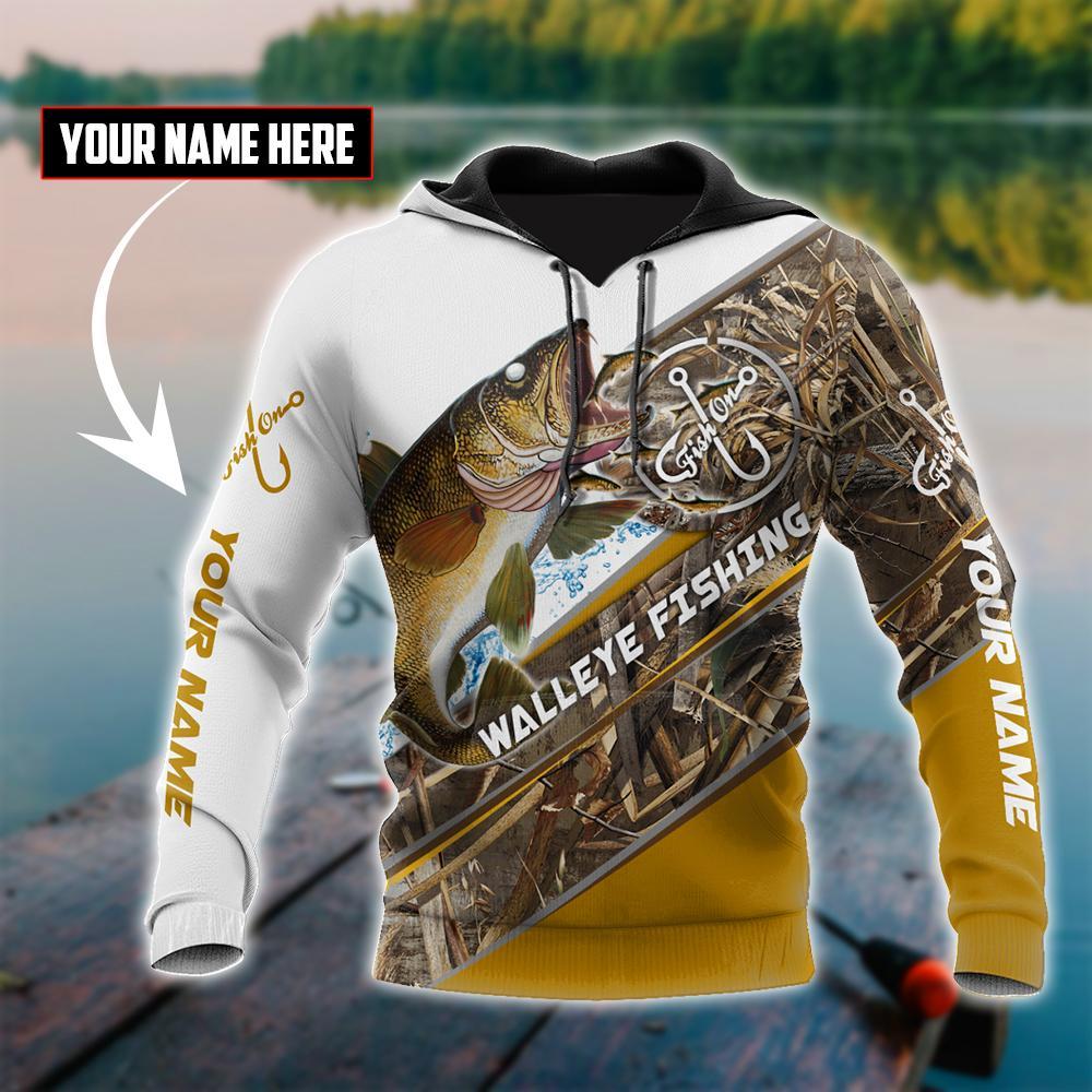 Custom Name Walleye Fishing Camo Graphic – 3D Hoodie