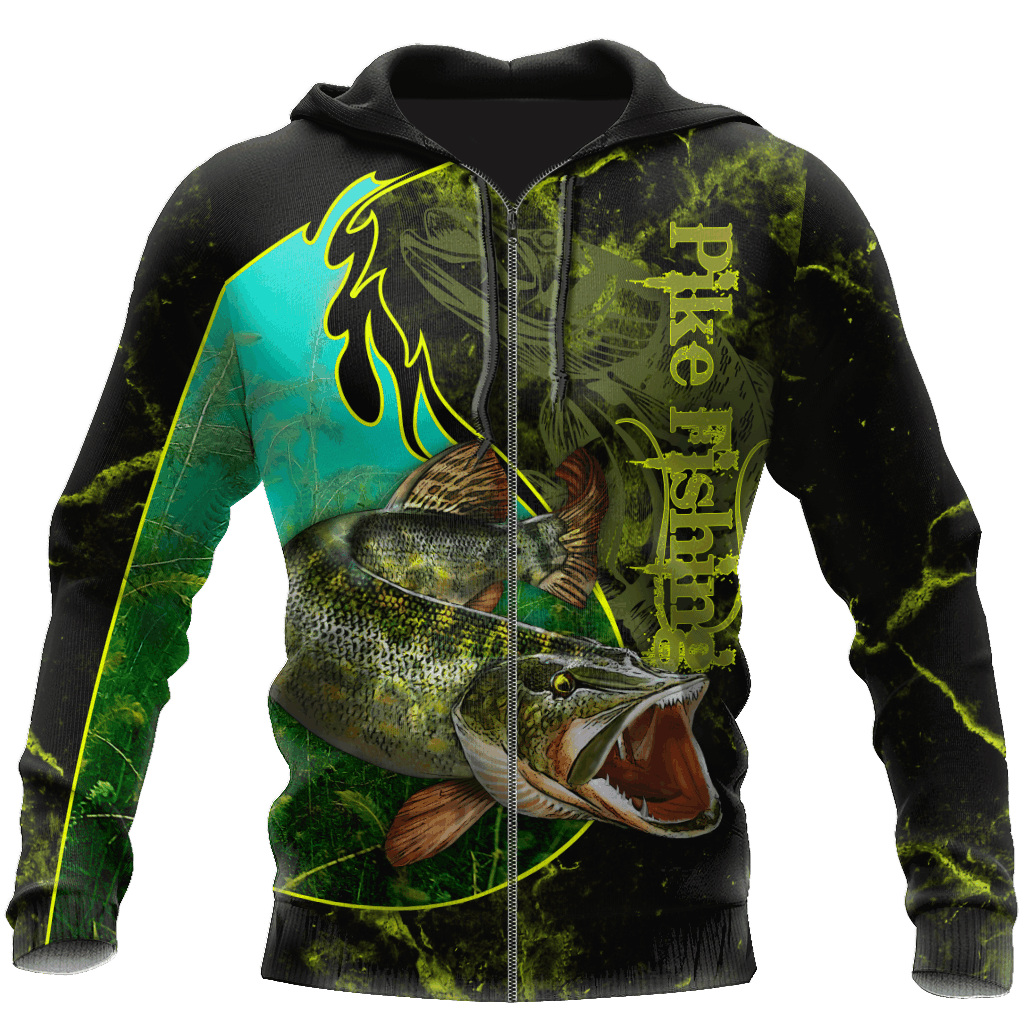 Northern Pike Fishing Underwater Yin Yang Camo Graphic – 3D Hoodie