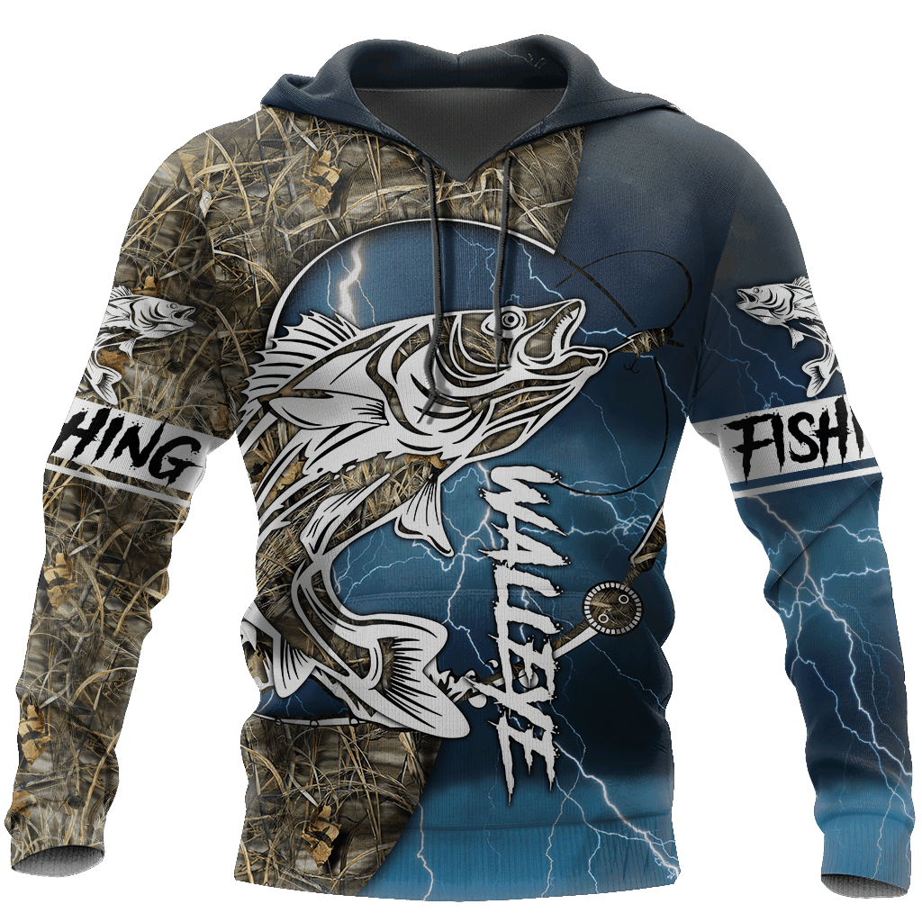 Walleye Fishing Gear Blue Graphic – 3D Hoodie