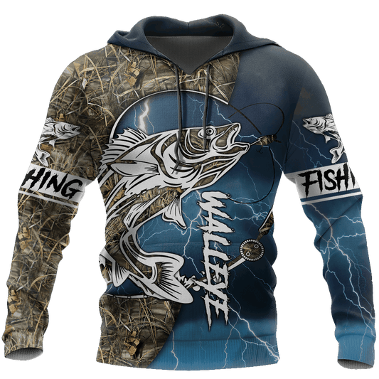 Walleye Fishing Gear Blue Graphic – 3D Hoodie
