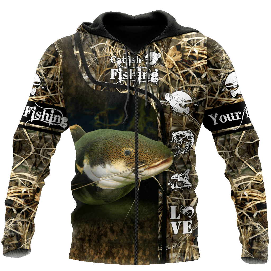 Catfish Water Camo Fishing Graphic – 3D Hoodie