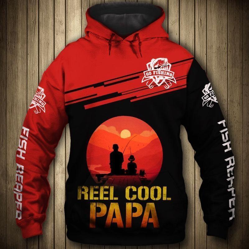 Go Fishing Reel Cool Papa At Sunset Graphic – 3D Hoodie