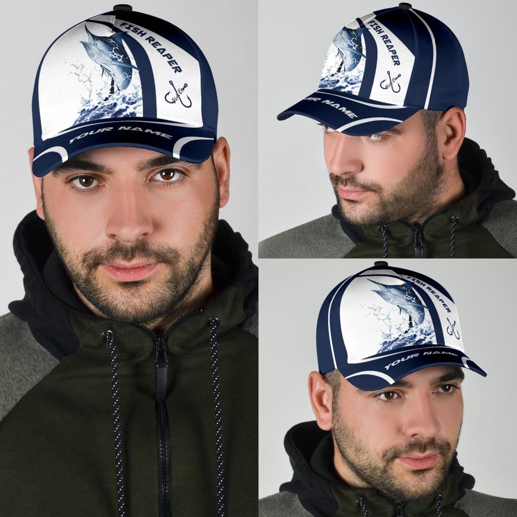 Custom Name Marlin Fishing Hook 3D Design – Classic Cap