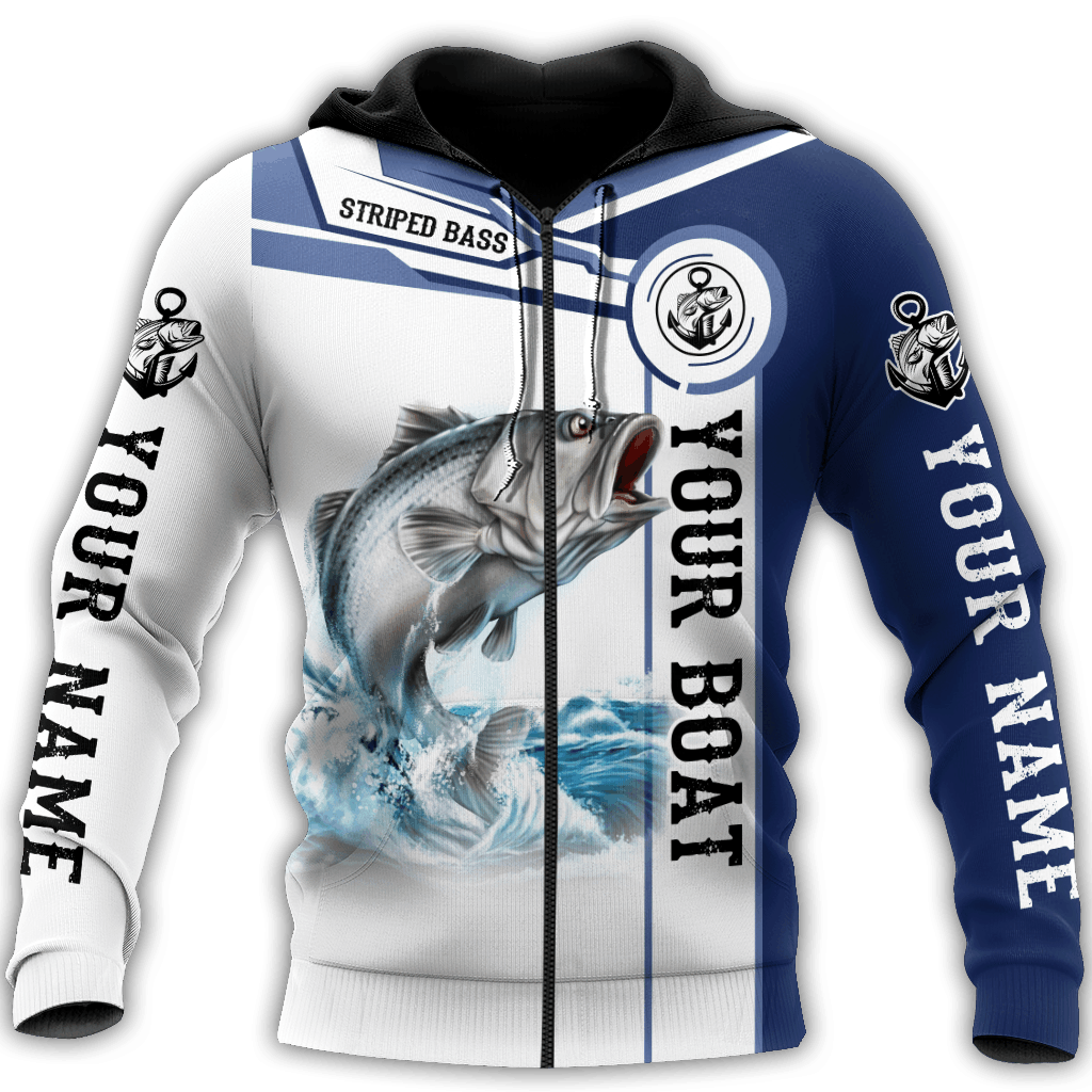 Custom Name Striped Bass Fishing Catch And Release Graphic – 3D Hoodie