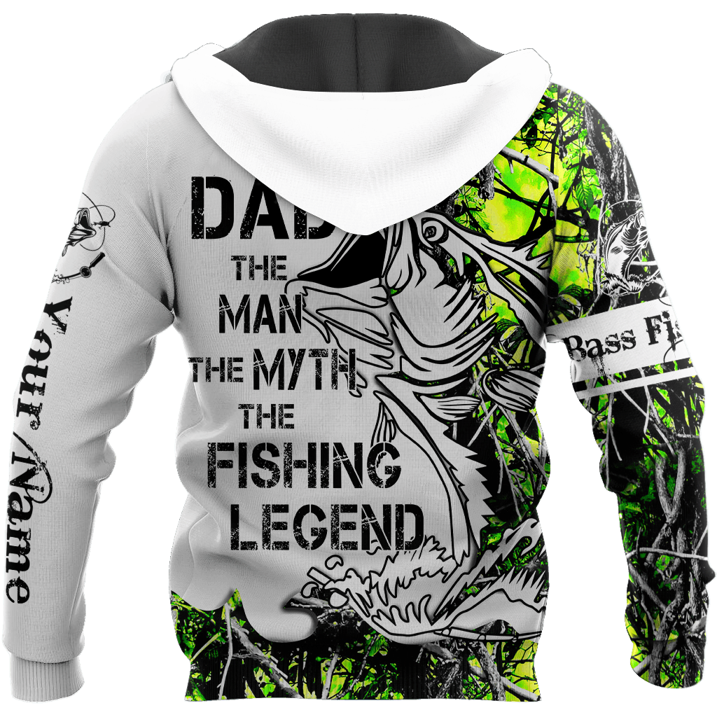 Custom Name Dad Bass Fishing Tattoo Graphic – 3D Hoodie