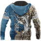 Trout Fishing Tattoo Blue Camo Graphic – 3D Hoodie