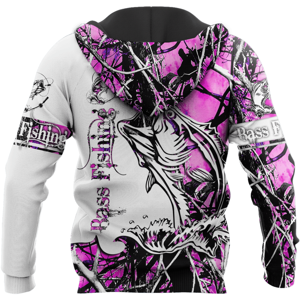 Bass Fishing Sport Country Girl Camo Tattoo Graphic – 3D Hoodie