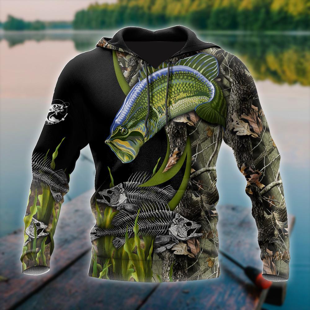 Bass Fishing Fall Camo Reaper Graphic – 3D Hoodie