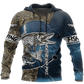 Northern Pike Fishing Blue Camo Graphic – 3D Hoodie