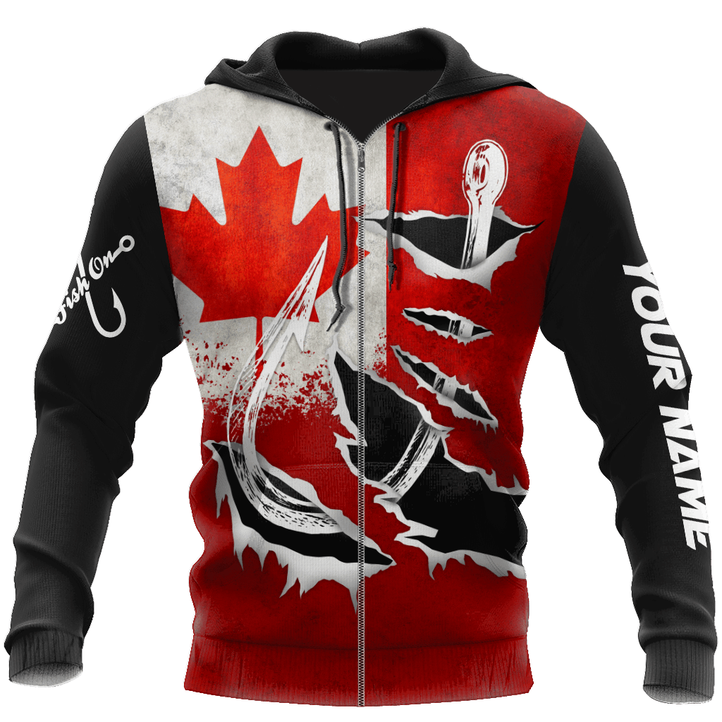 Custom Name Hooked On Fishing Canada Graphic – 3D Hoodie