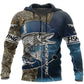 Northern Pike Fishing Blue Camo Graphic – 3D Hoodie