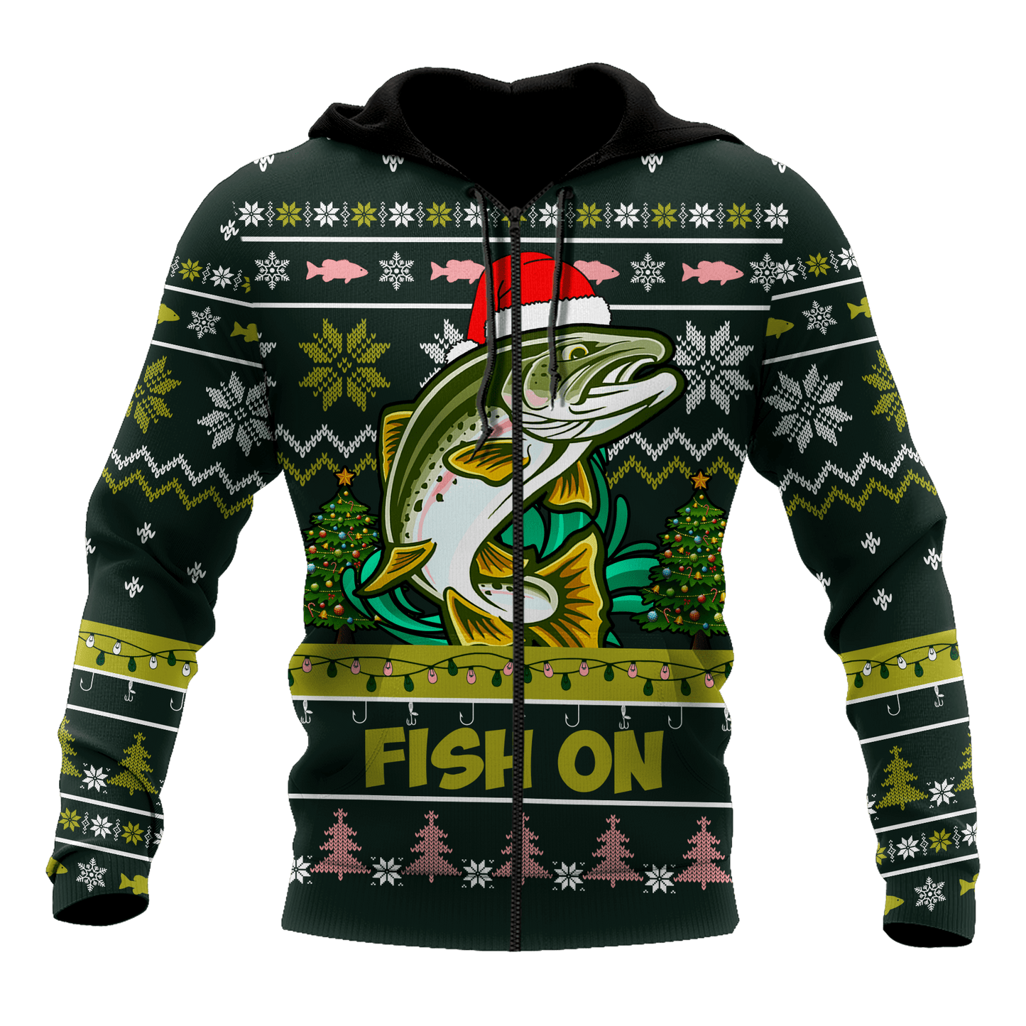 Trout Fishing Christmas Hat Graphic – 3D Hoodie