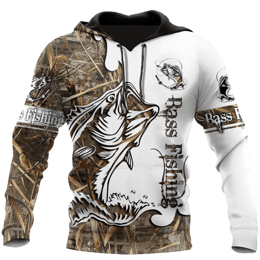 Bass Fishing Sport Muddy Water Camo Tattoo Graphic – 3D Hoodie
