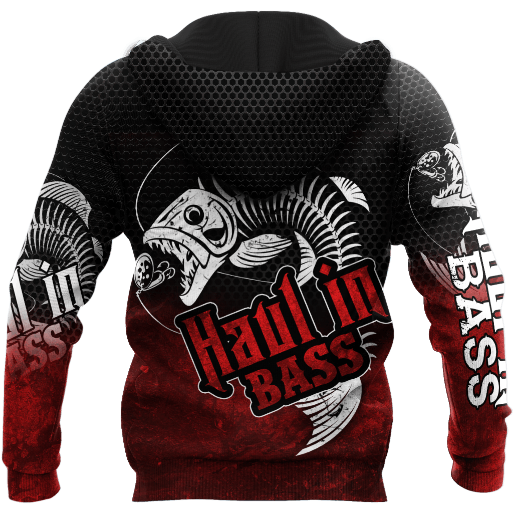 Haul In Bass Fishing Red Reaper Graphic – 3D Hoodie