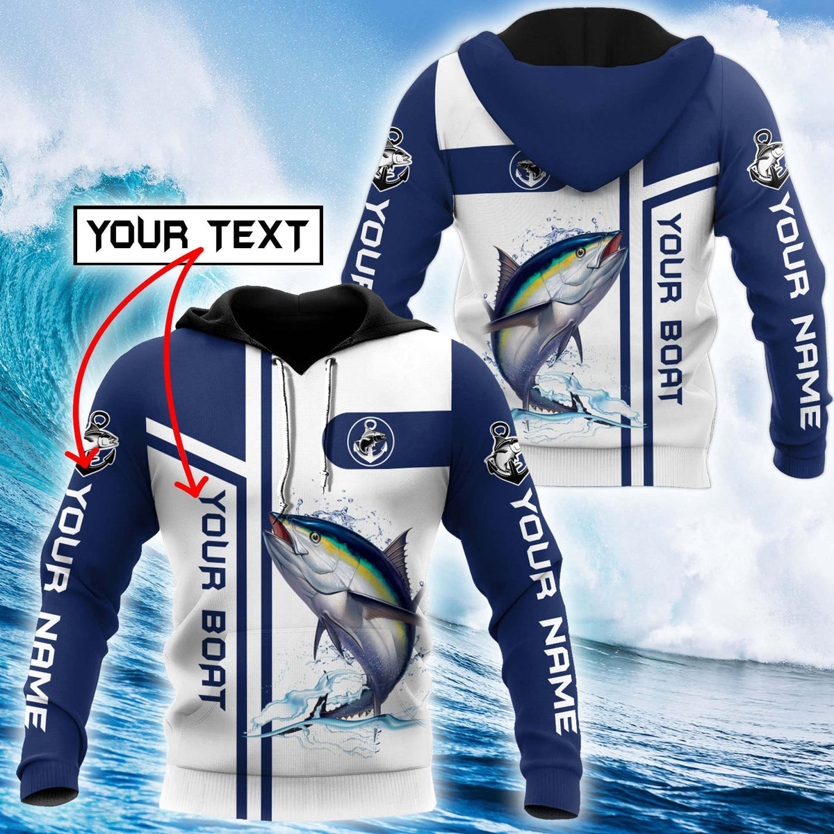 Custom Name Tuna Fishing Team Catch And Release Graphic – 3D Hoodie
