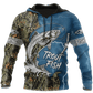 Trout Fishing Blue Tattoo Camo Graphic – 3D Hoodie