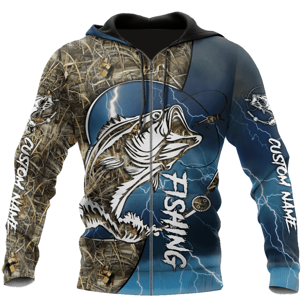 Bass Fishing Sport Blue Graphic – 3D Hoodie