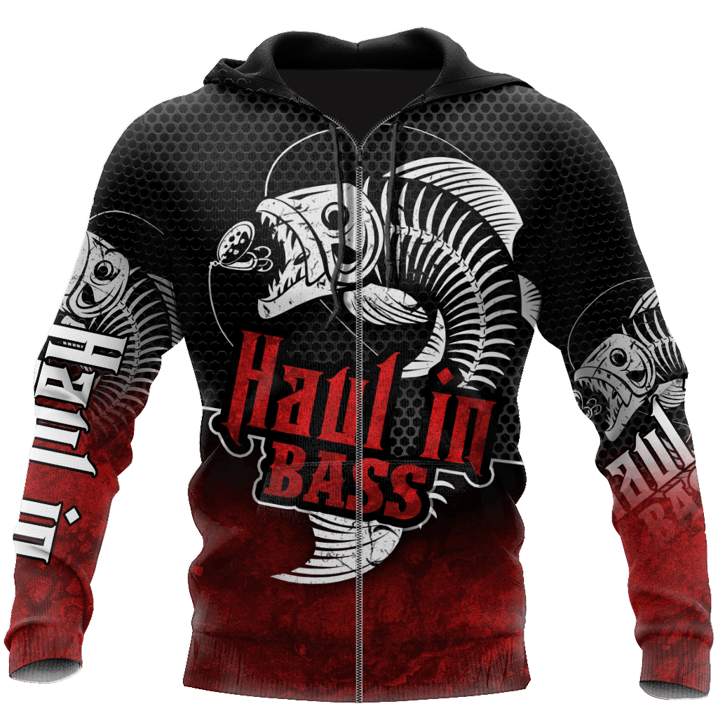 Haul In Bass Fishing Red Reaper Graphic – 3D Hoodie