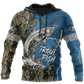 Trout Fishing Blue Tattoo Camo Graphic – 3D Hoodie
