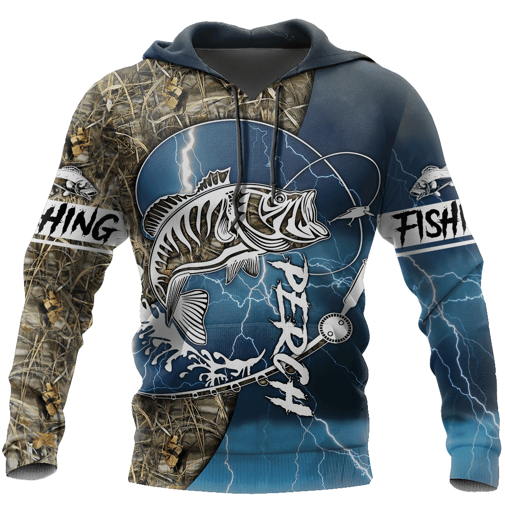 Perch Fishing Hook Up Blue Graphic – 3D Hoodie