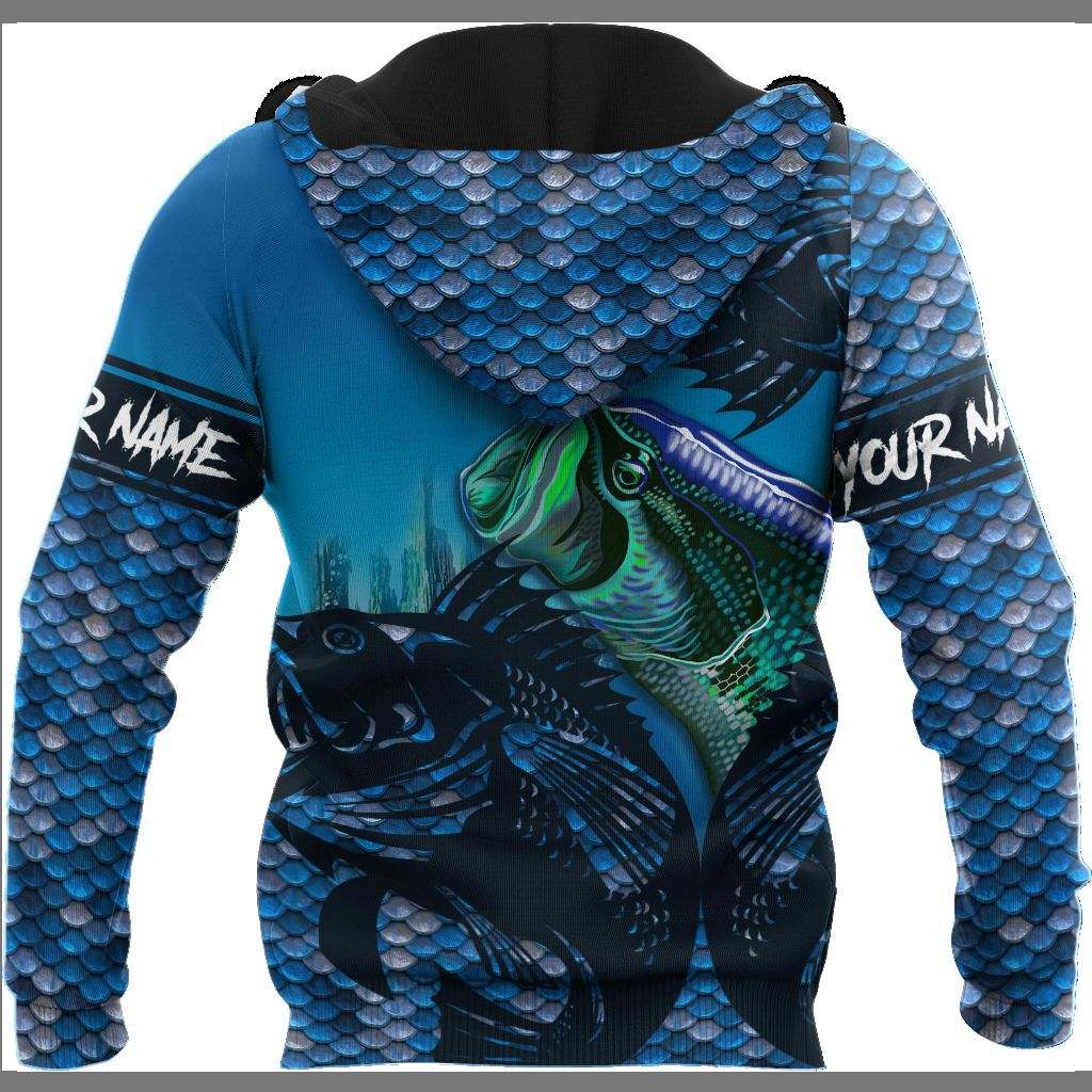 Winter Bass Fishing Custom Name Graphic – 3D Hoodie
