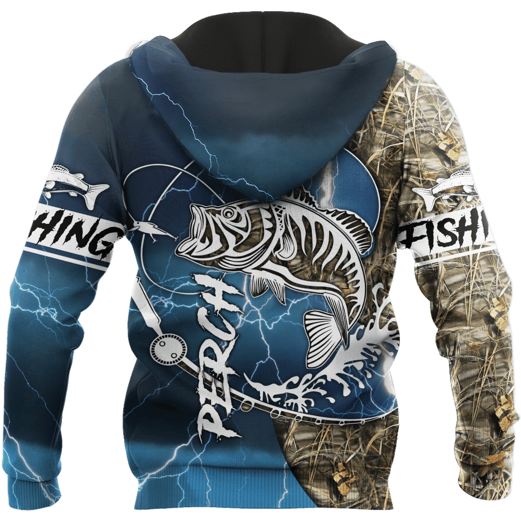 Perch Fishing Hook Up Blue Graphic – 3D Hoodie