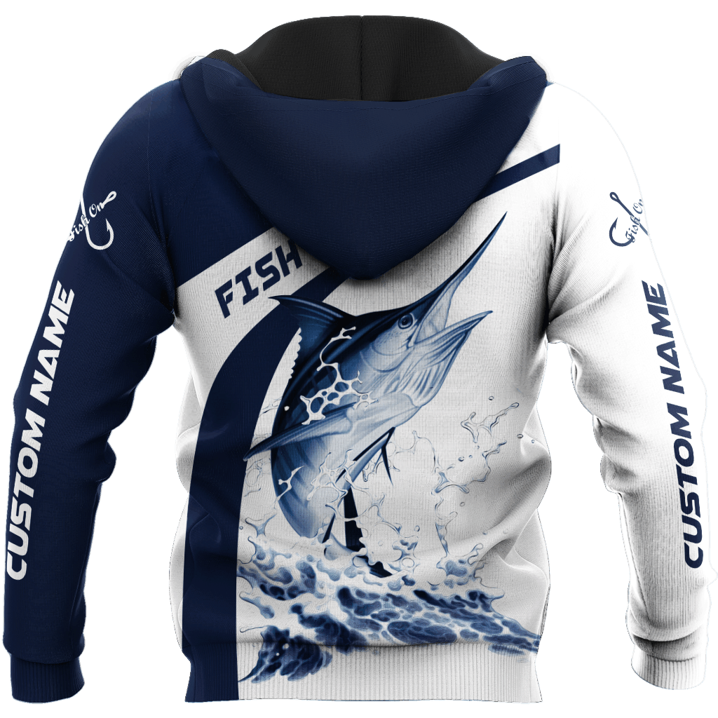 Custom Name Marlin Fishing Graphic – 3D Hoodie