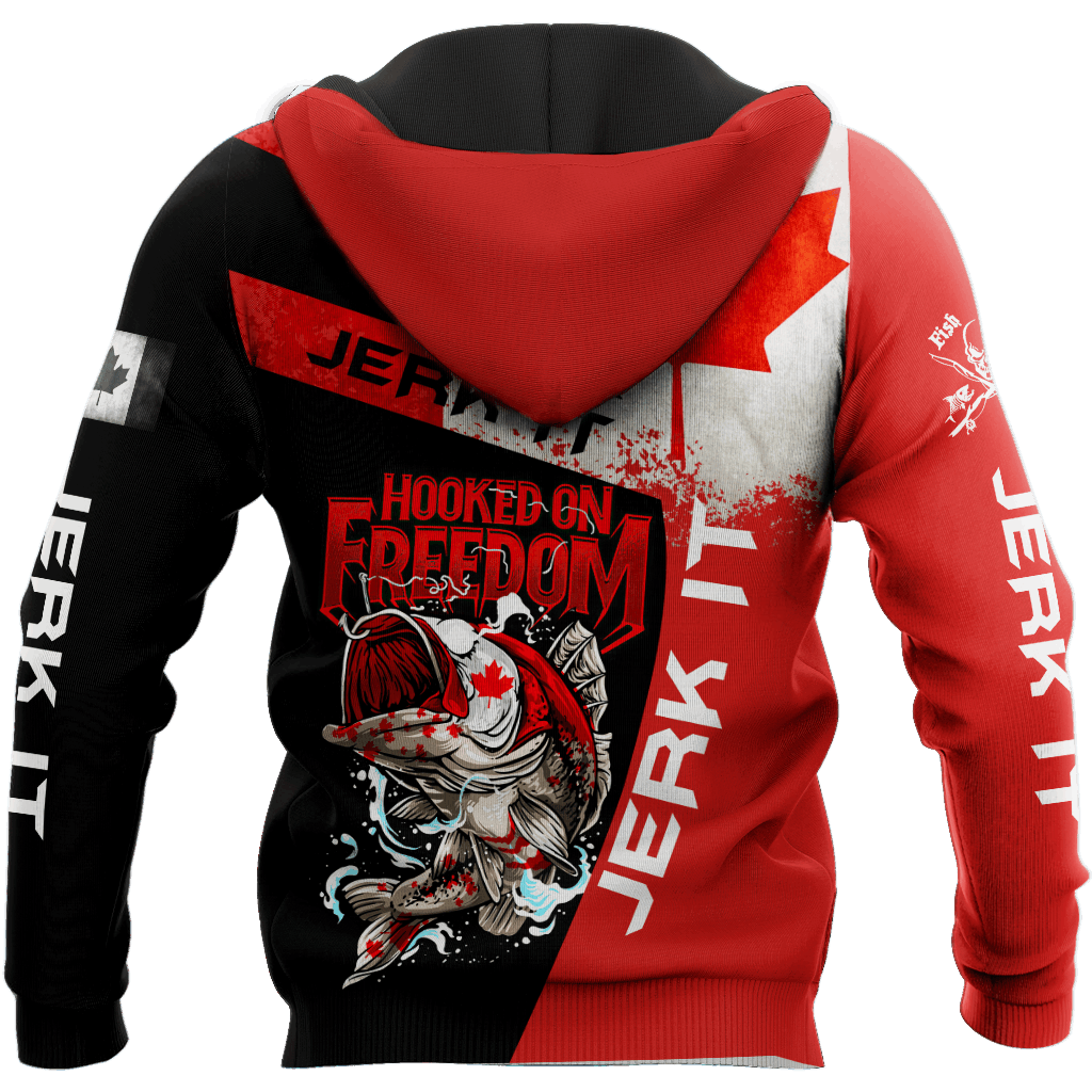 Hooked On Freedom Canada Fishing Graphic – 3D Hoodie