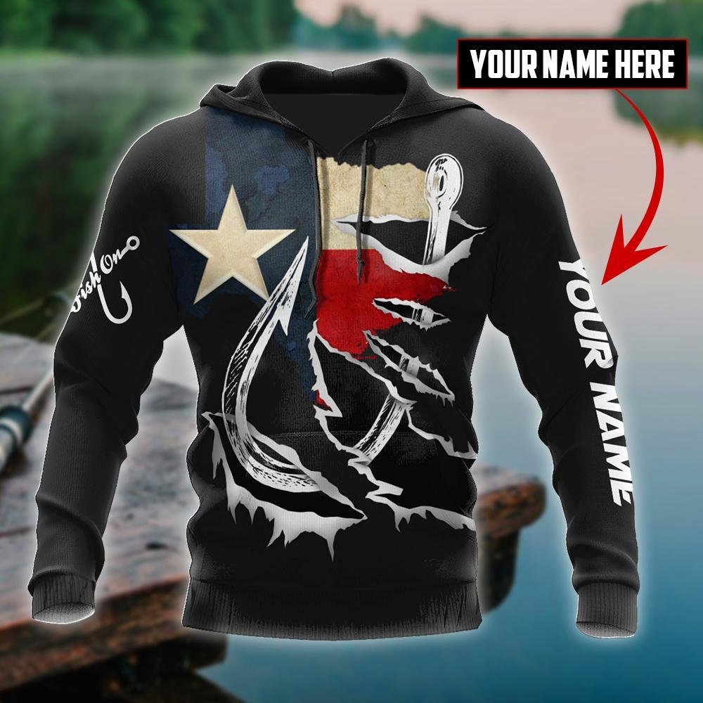 Collection Custom Name Hooked On Fishing Texas – 3D Hoodie