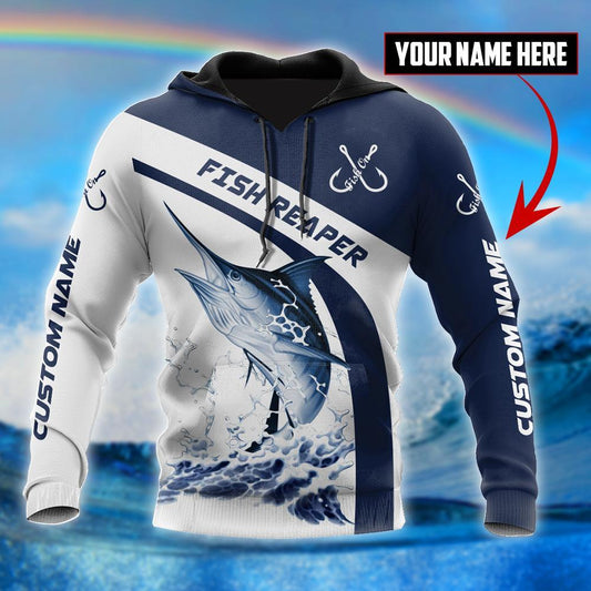 Custom Name Marlin Fishing Graphic – 3D Hoodie
