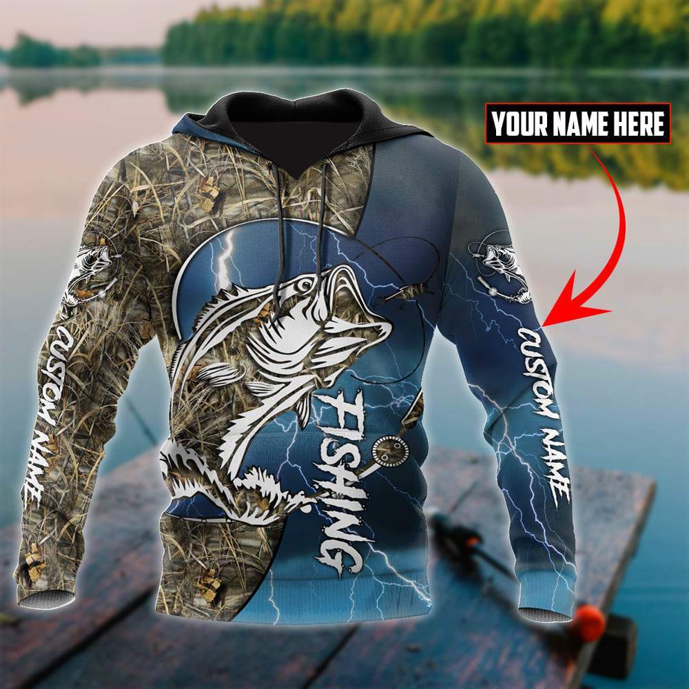 Bass Fishing Sport Blue Graphic – 3D Hoodie